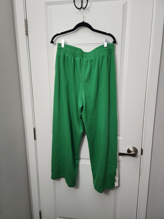 3/$20 Forever 21 Green Wide-Leg Track Pants with White Side Stripes - Picture 5 of 5